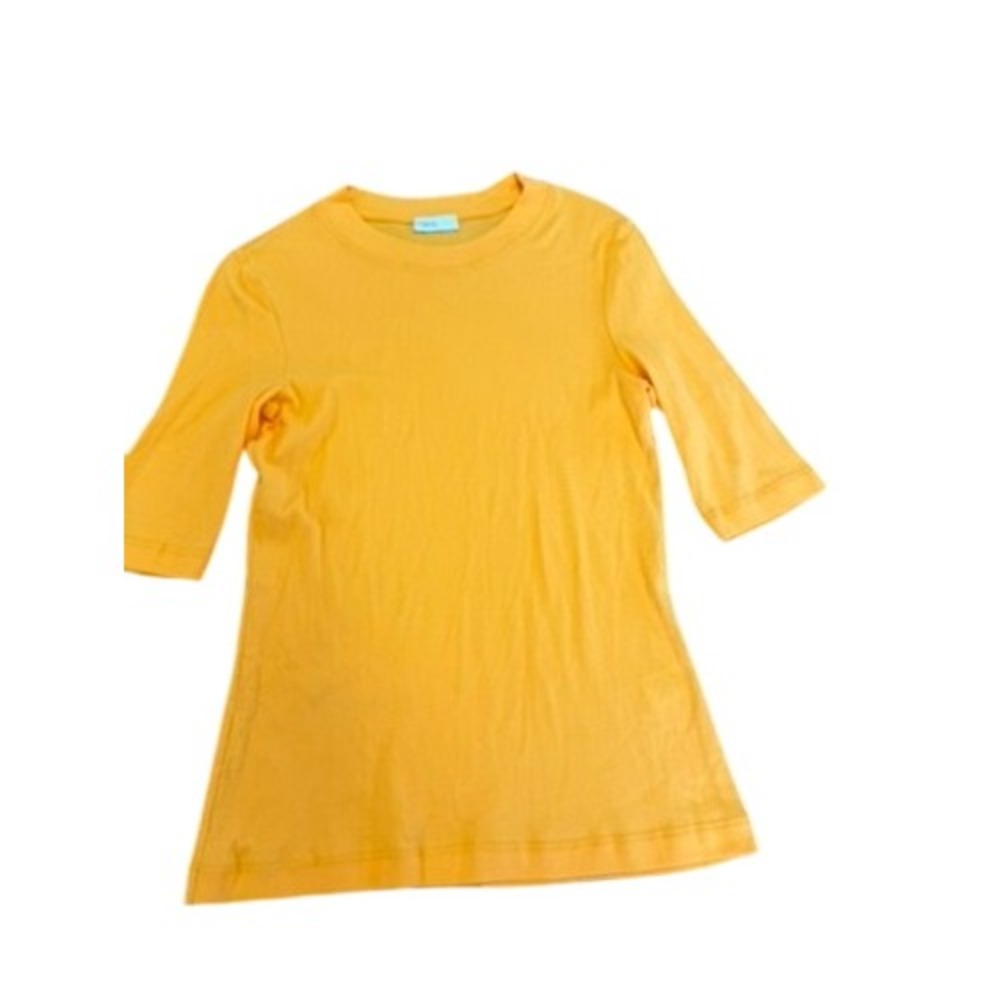 Rosetta Getty Orange Elbow‎ Sleeve Crew Neck Cotton Knit Top Size L USA Made NEW